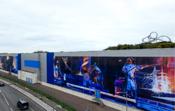 Bild 4 „Funkensprung & Phönix“ Kunstdruck mit Werkoriginal, Innerfields, 2025, duisport – Duisburger Hafen (Quelle: Innerfields (2025), duisport – ­Duisburger Hafen)