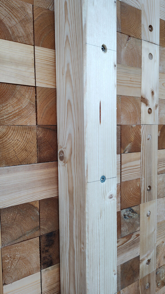 Bild 6 Außenwandverstärkung durch Verbundwirkung von Fassadenholz und TRIQBRIQ-Steinen (Quelle: TRIQBRIQ AG)