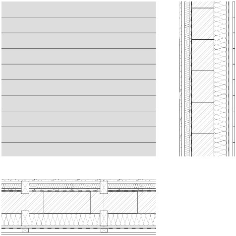 Bild 2 Dreitafelprojektion des Außenwandkonzepts 3 (Quelle: eigene Darstellung)