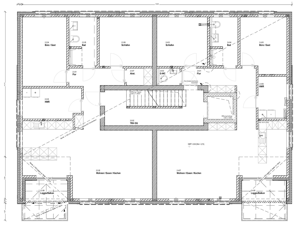 Bild 2 Grundriss 1. OG des Mehrfamilienhauses (Quelle: Brüning + Hart Architekten)