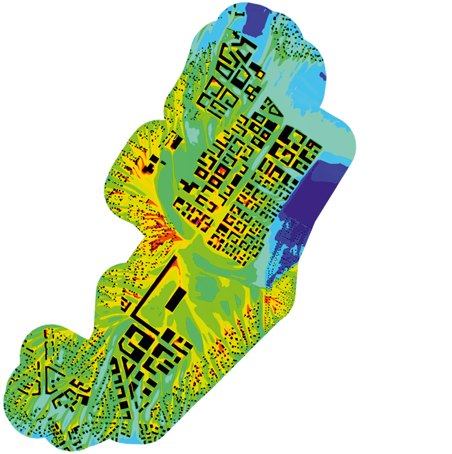 Bild 8 Modellierung des nächtlichen Temperaturfelds (Ausschnitt) (Quelle: Buro Happold)
