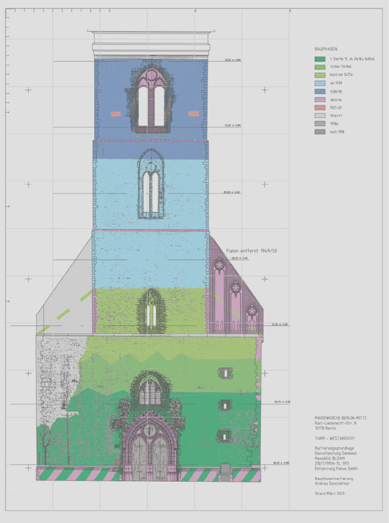 Bild 2 Bauphasenplan des Turms der Marienkirche, Berlin-Alexanderplatz (Quelle: Andrea Sonnleitner, 2014)